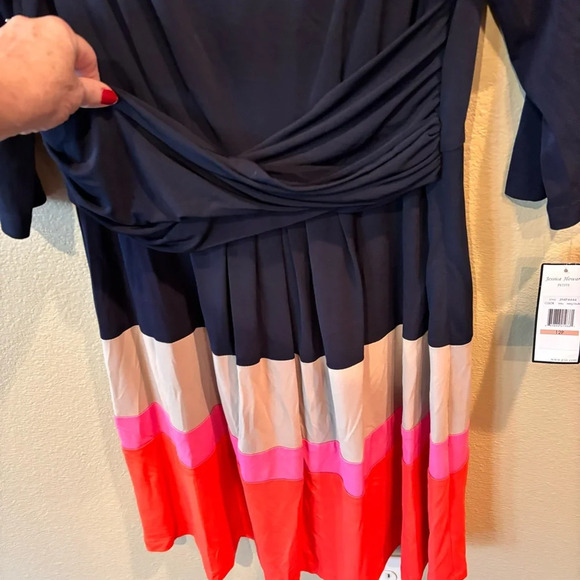 NWT Jessica Howard Front Crossover Dress in Navy/Multi, size 12P, Office Church - Picture 3 of 10